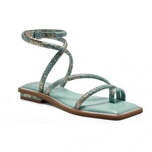 Vince Camuto turquoise gold faux snake skin sandals in 38.5 or 8